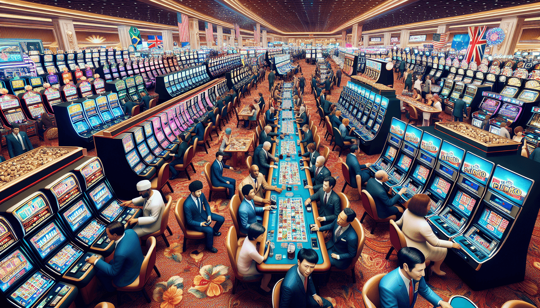 Crowded casino with Plinko